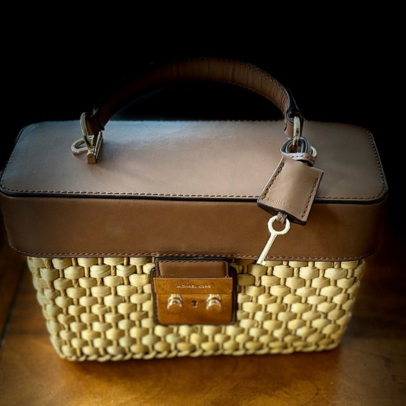 Michael Kors Handbags - Michael Kors Straw Gabriella Satchel in Walnut EUC (see notes pls)